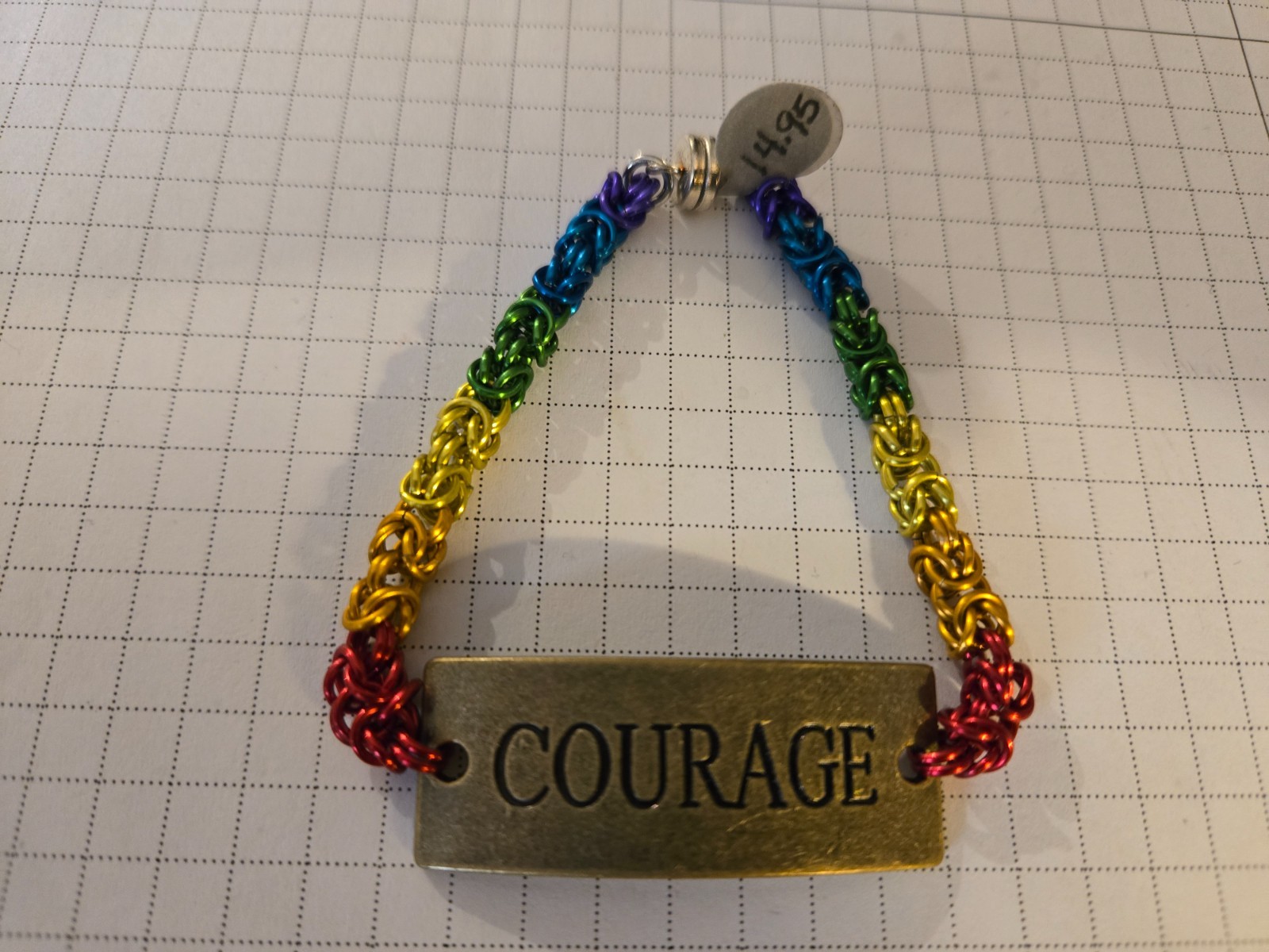 LGBTQIA+ Rainbow Gay Pride 8 inch Courage Chainmaille Bracelet w/ Magnetic Clasp