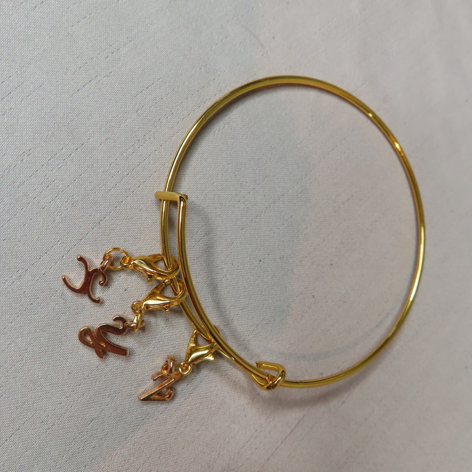 Initial CURSIVE LETTER B Charm Zipper Pull Keychain Add On Clip Gold Tone