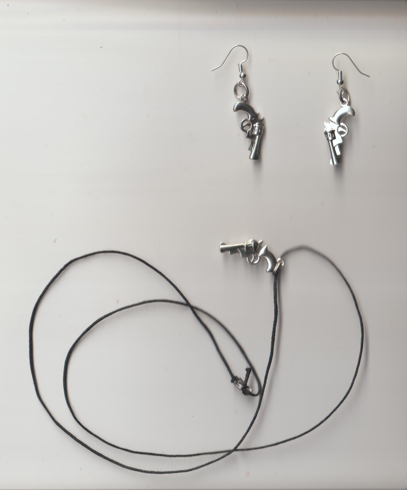 Metal Pistol Earrings With a FREE Matching Necklace