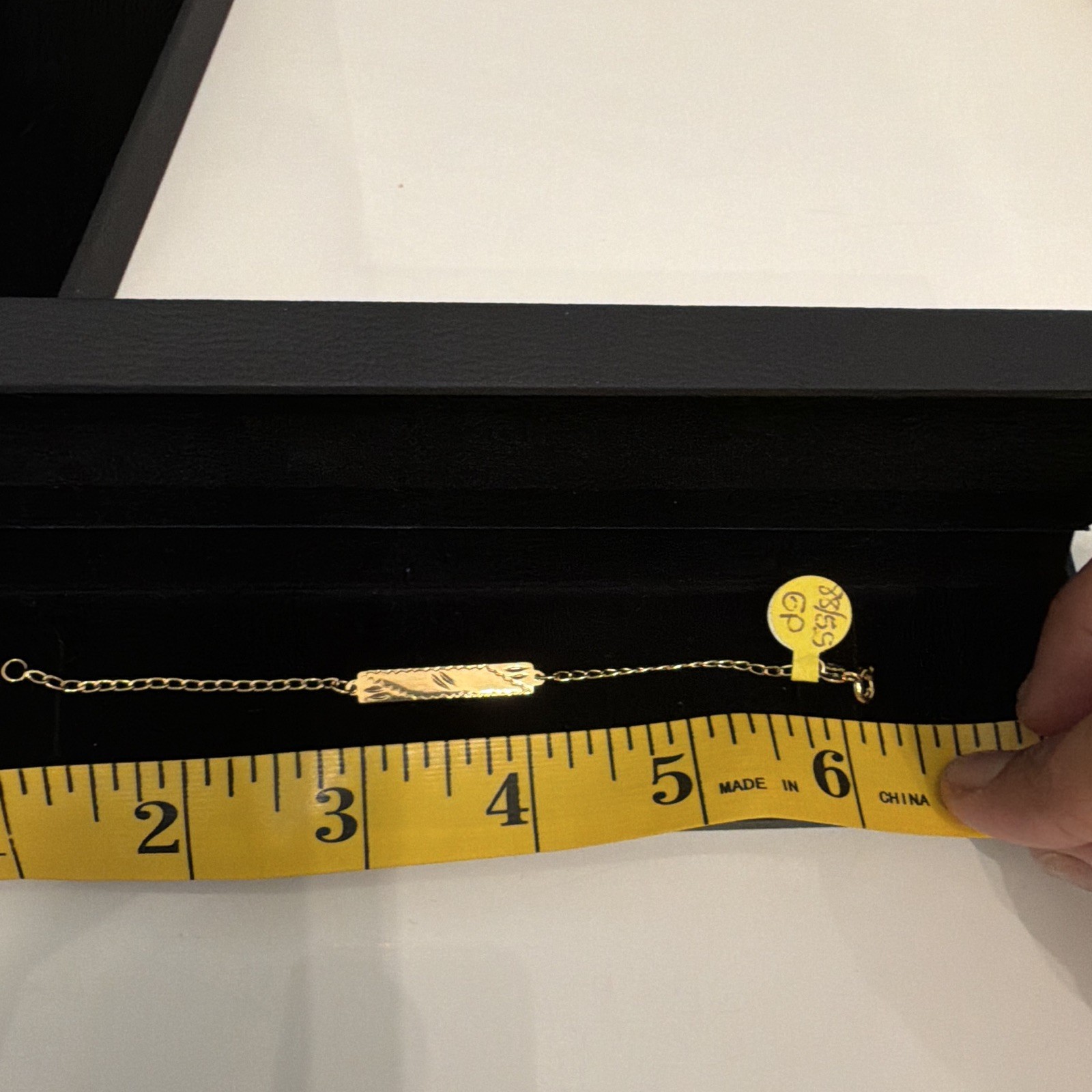 Gold Tone Cable Chain ID BABY Bracelet, Engraved, Spring Ring, 6 in, Metal