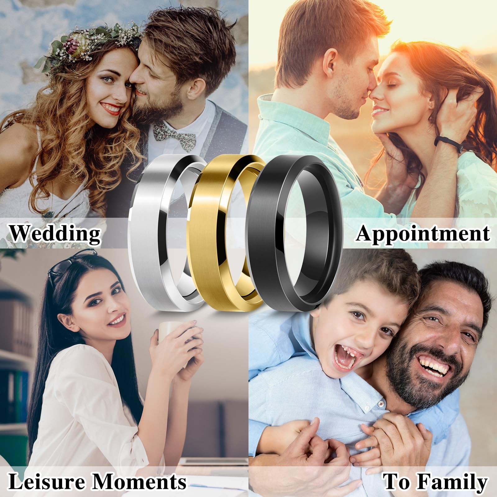 Stainless Steel Rings for Men Women Wedding Ring, Basic Flat Rings, Polished …