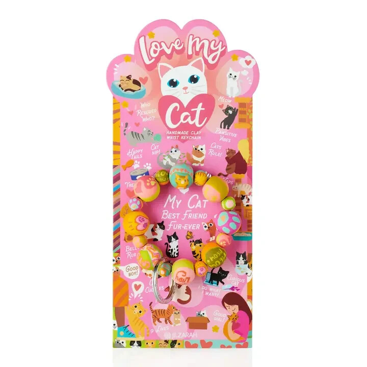 JILZARAH LOVE MY CAT WRIST KEYCHAIN ONE SIZE FITS MOST-STRETCH STYLE