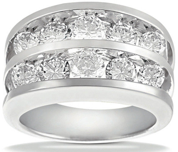 1.91 carat 10 Round Diamond Wedding Ring 14k Gold Channel set Anniversary Band