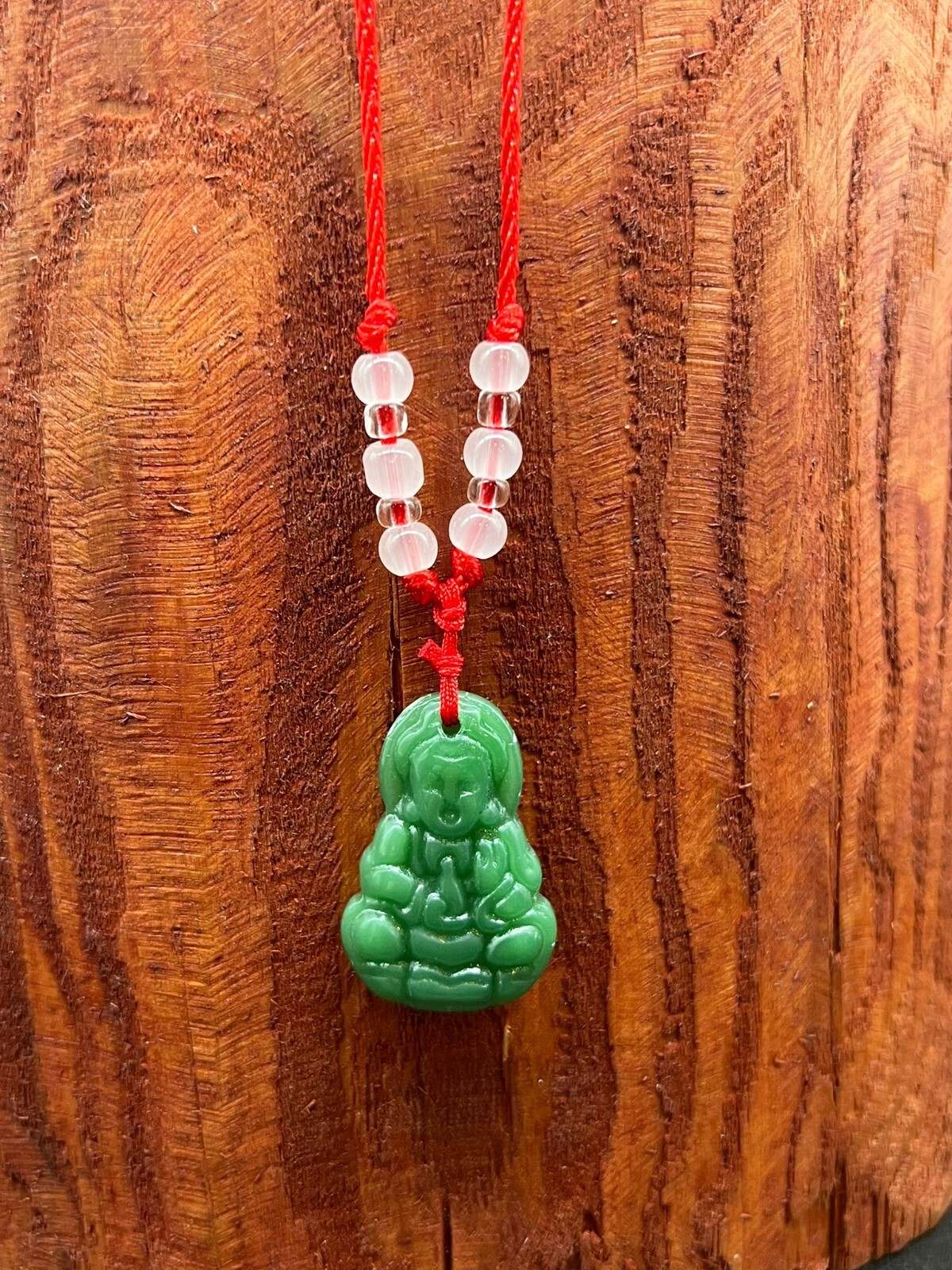 Green Simulated Jade Stabilized Turquoise Laughing Buddha Adjustable Necklace