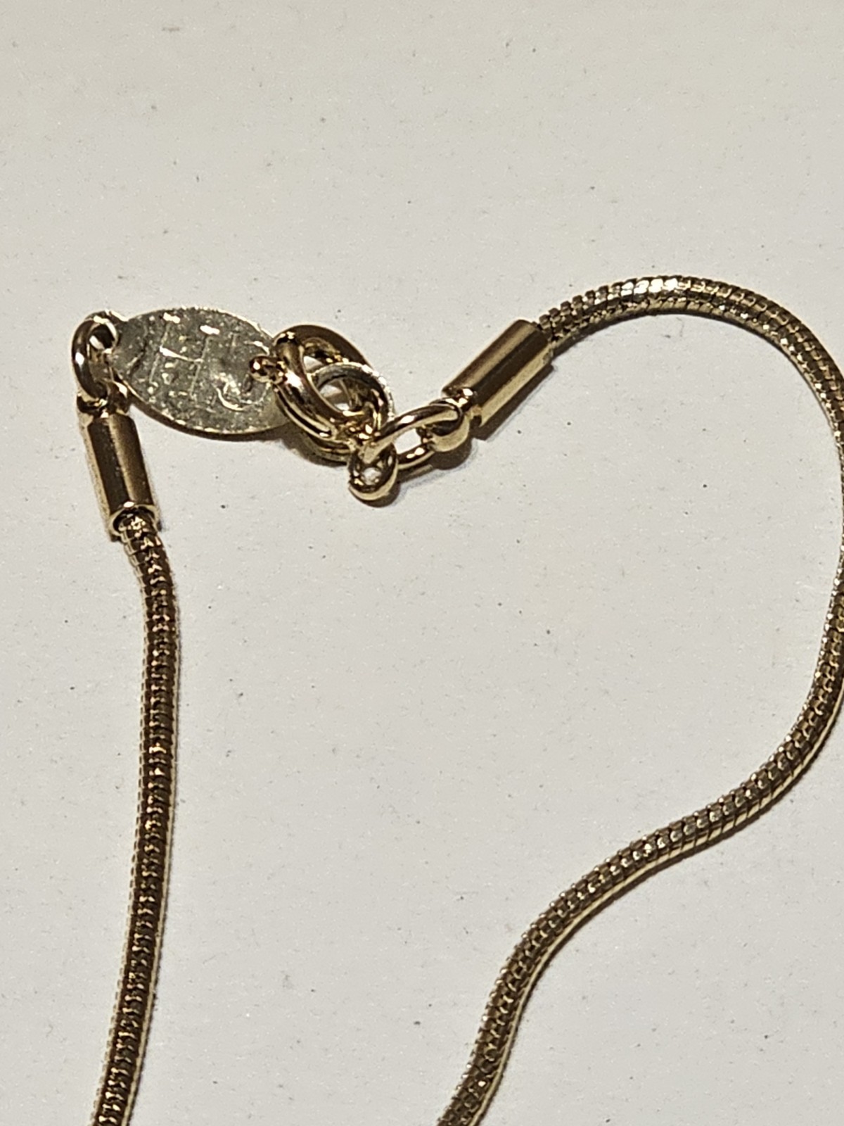 False Gold Necklace With Small Rhinestone Ring