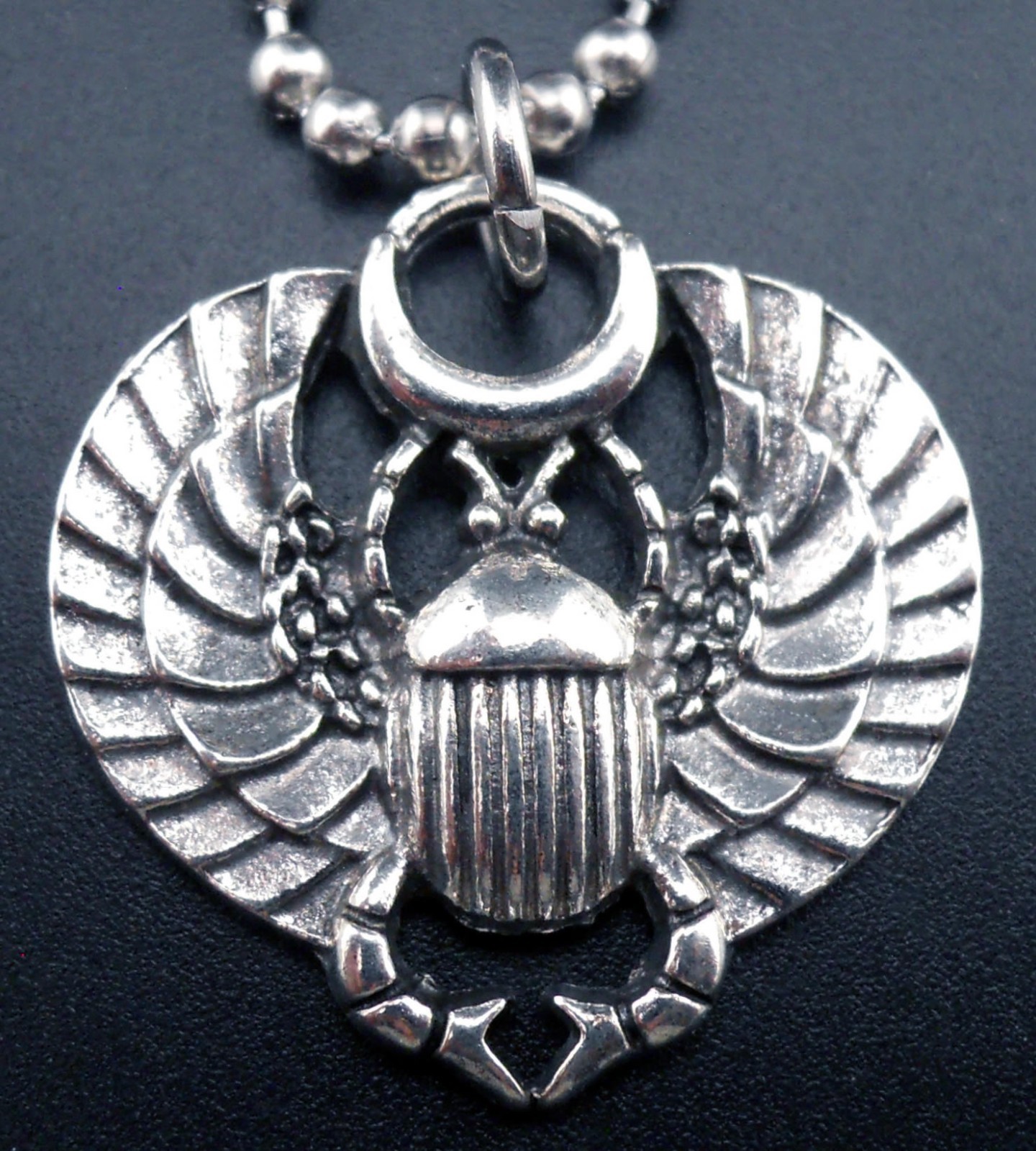 Scarab Beetle Necklace Stainless Chain New Pendant Winged Dung Charm Egyptian