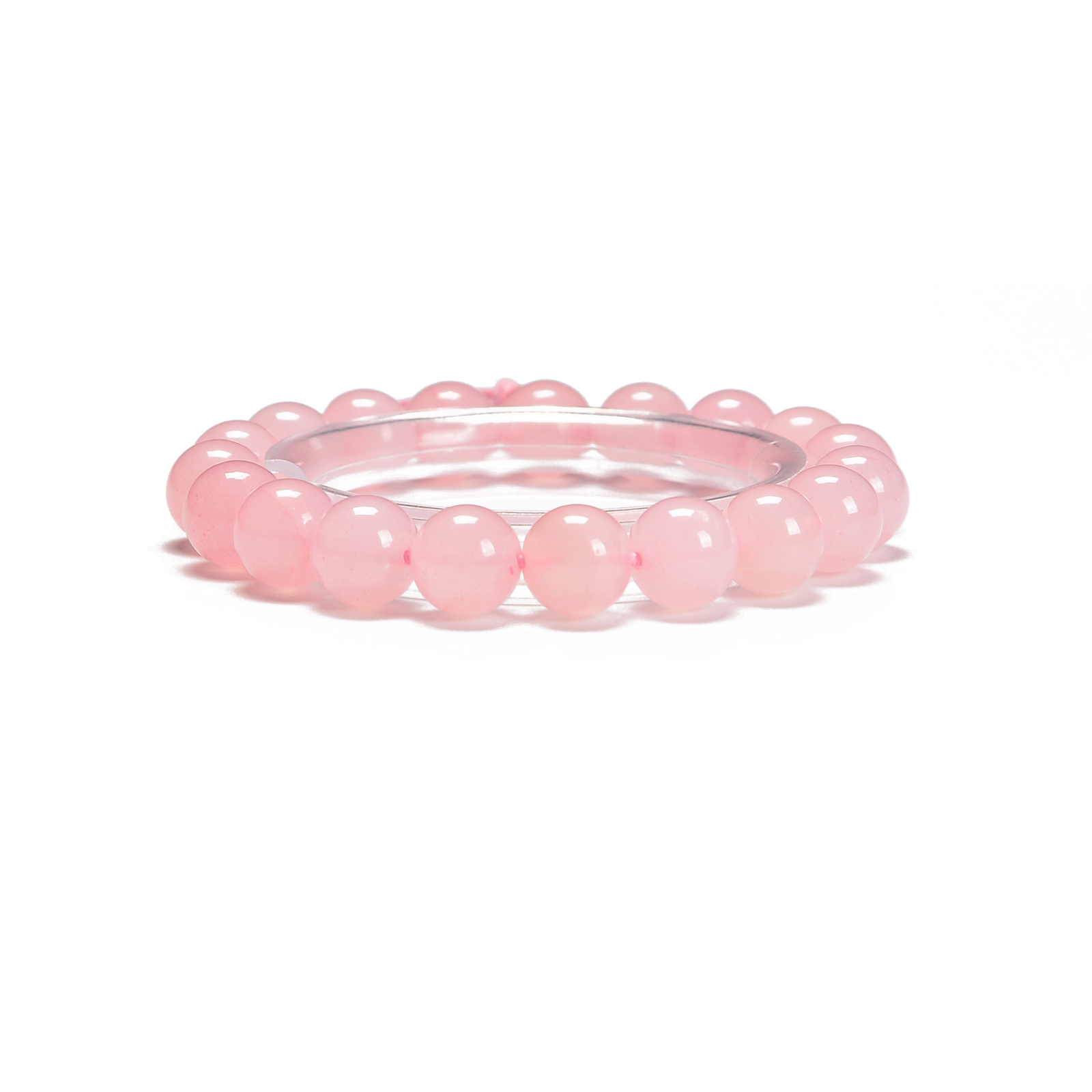 Rose Quartz Smooth Round With Guru Beaded Bracelet Size 8mm 10mm 7.5”Length