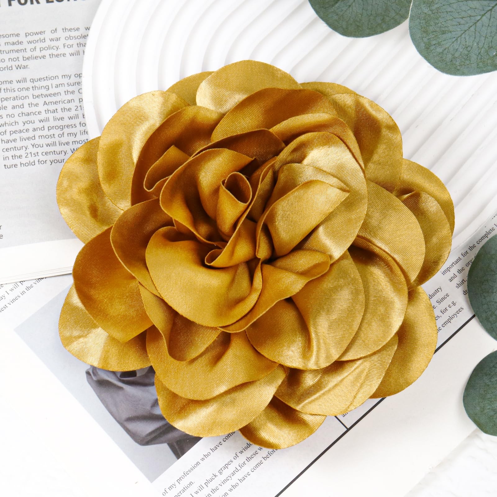Big Flower Dainty Satin Fabric Rose Flower Brooches Large Rose Flowers Satin Lap