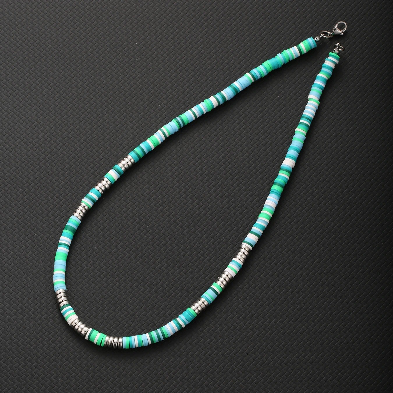 Bohemia Polymer Beads Necklace for Men Women Black White Collar Jewelry