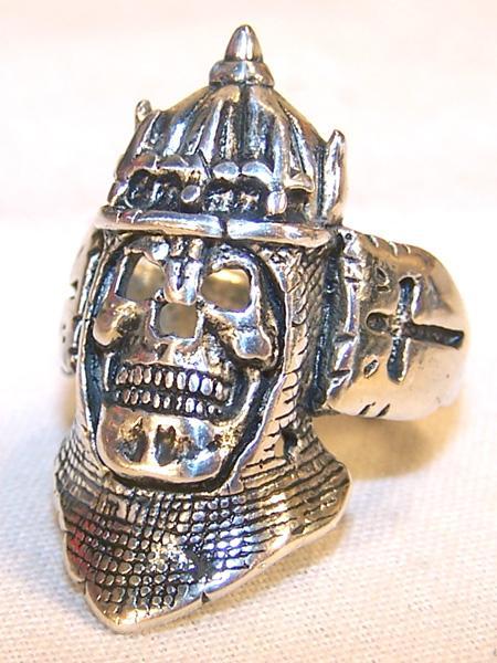 1 DELUXE RELIGIOUS MID EVIL WARRIOR SKULL SILVER BIKER RING BR51 mens jewelry
