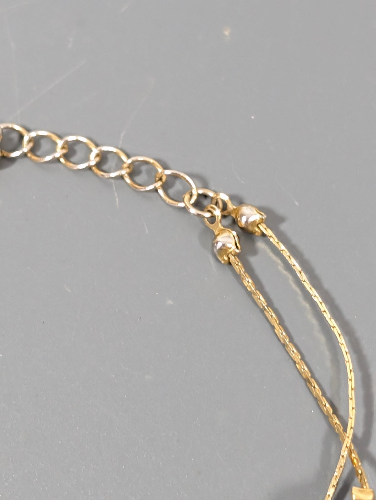 Coastal Chic Blue Gold Tone Filigree Ball Double Chain Bracelet 9 in