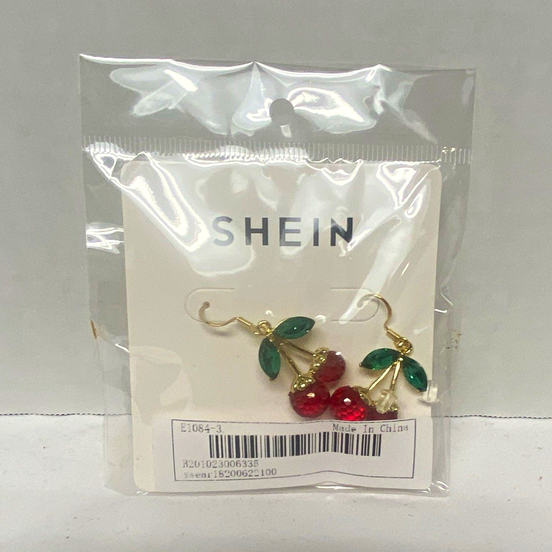 SHEIN Gold Tone Cherry Fruit Dangle/Drop Hook Earrings Red Green