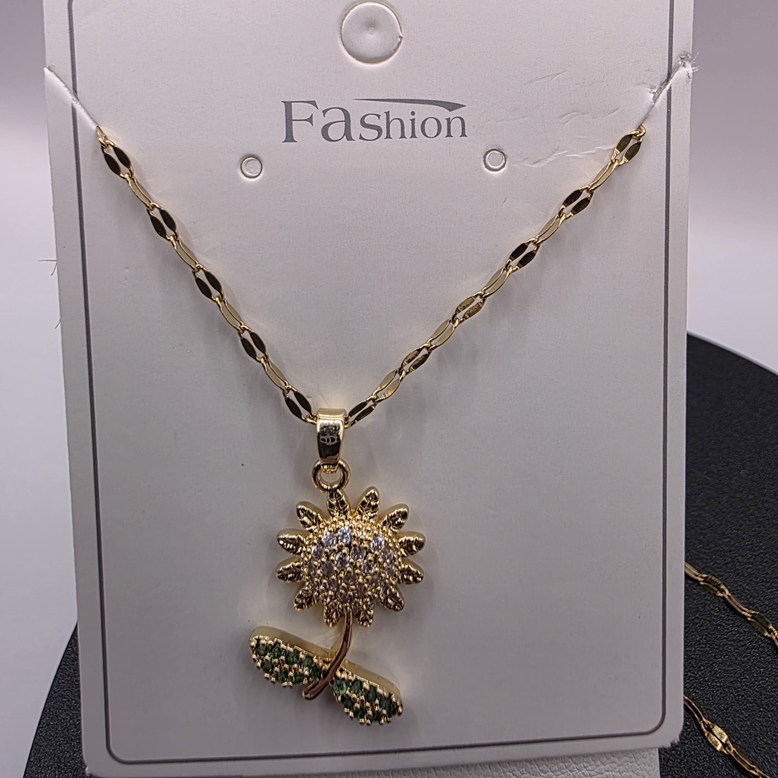 Stainless Steel Copper Plated 16″Necklace w/26mm Sunflower Pendant