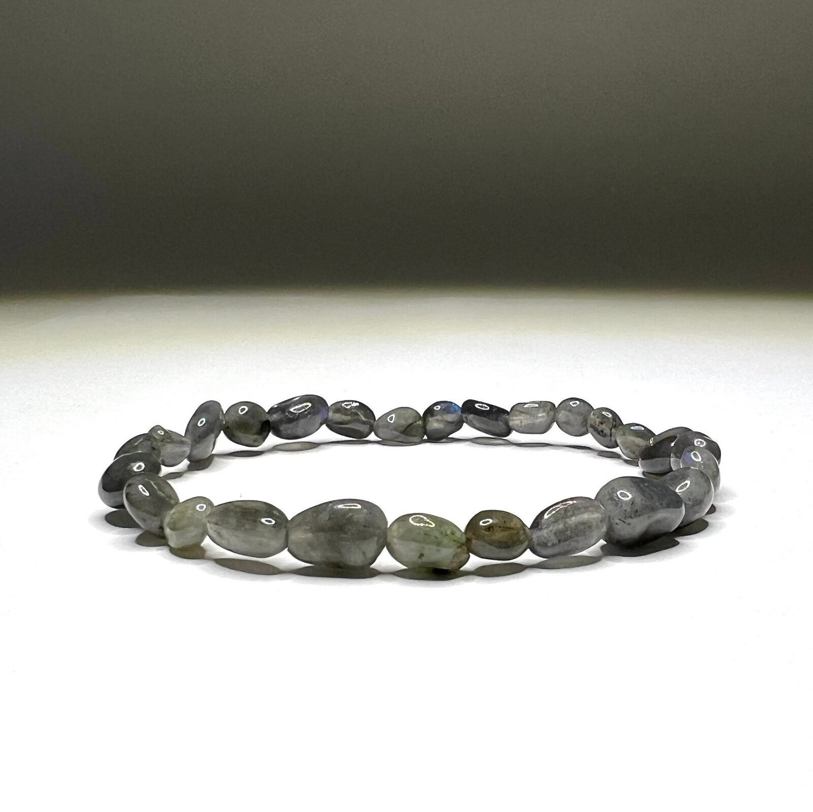 Labradorite Crystal Bracelet: Tumbled Gemstone Stretch Bracelet