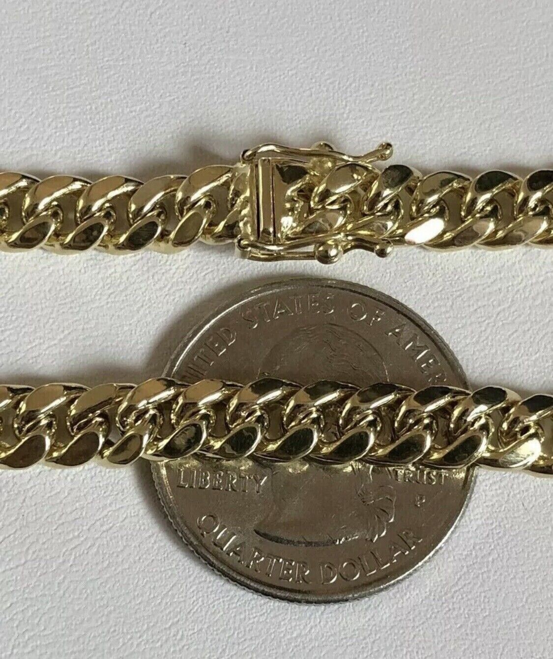 Real 14k Yellow Gold 6mm Royal Miami Cuban Link 22″ Chain Necklace Box Lock