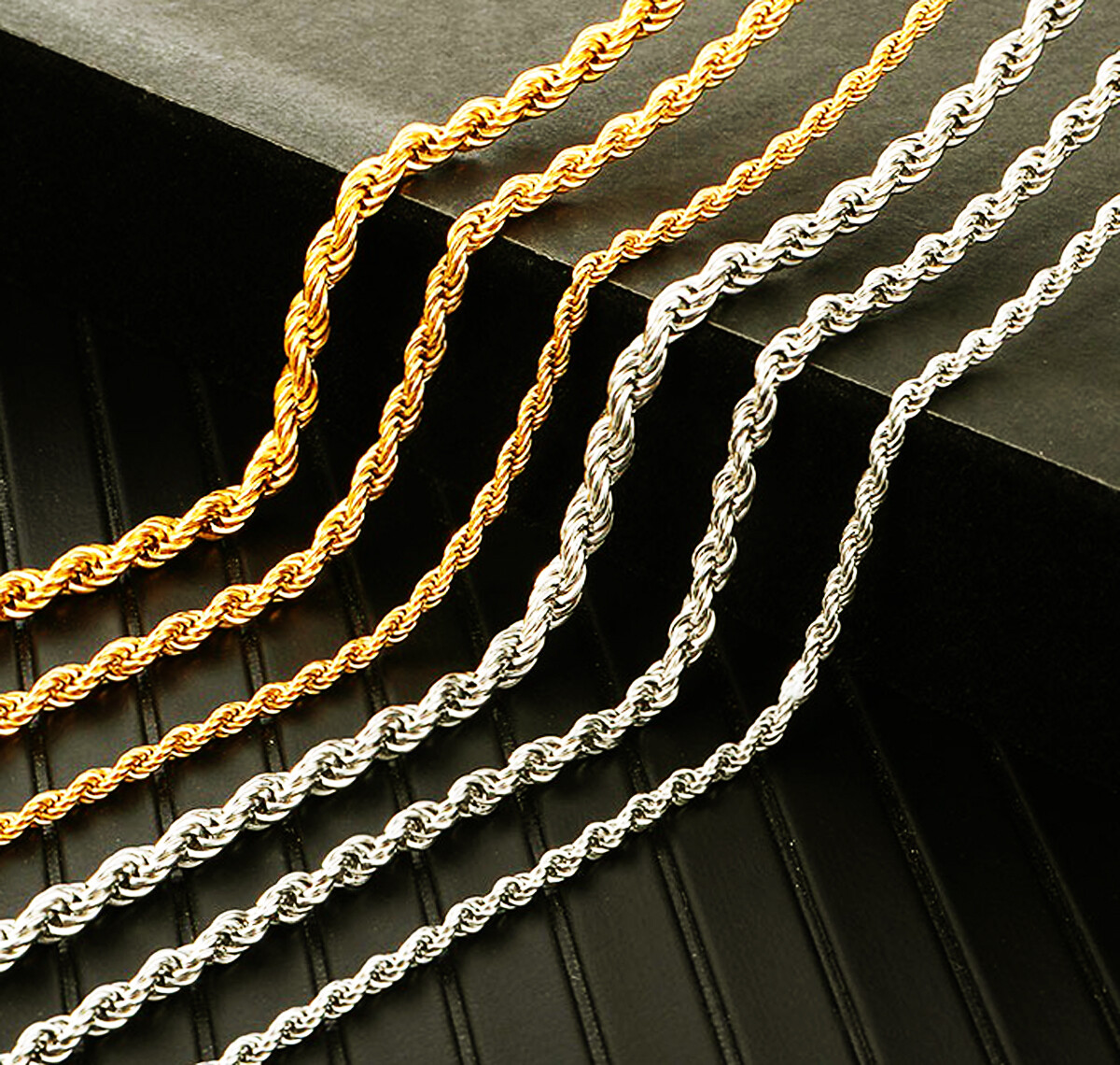 316L Stainless Steel Rope Chain 16, 18, 20, 24 inches Necklace for Men, WomenUSA