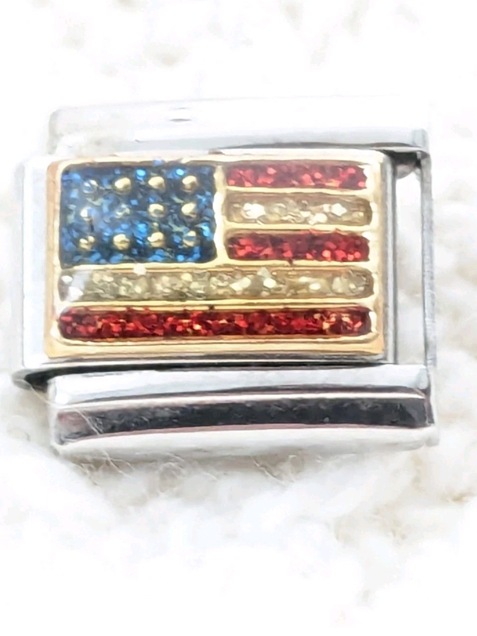 Authentic Inigma American USA Flag Italian Charm 9mm Classic Link G89