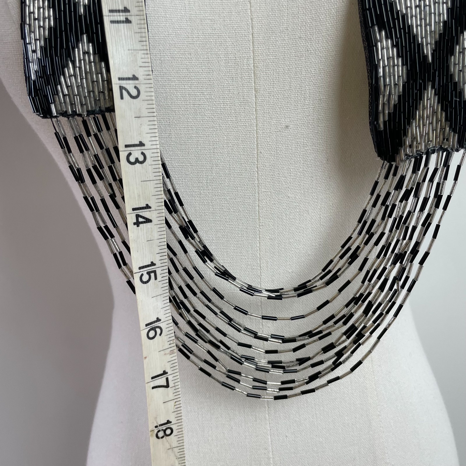 Black Silver Beaded Necklace Statement Boho Jewelry Festival Indie Sleaze