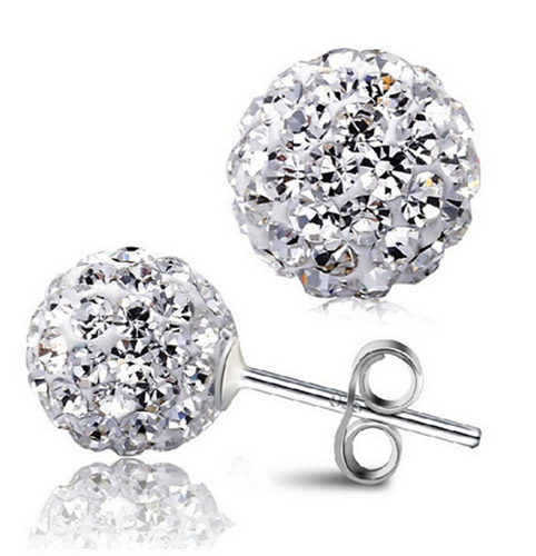 8 MM 2CT CZ CUBIC ZIRCONIA STUD DISCO BALL EARRINGS CRYSTAL WEDDING SWAROVSKI