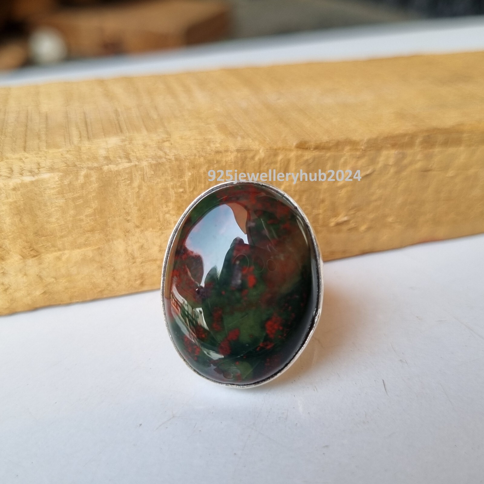 Real Bloodstone Gemstone Ring 925 Sterling Silver Unique Style Love Ring PG5354