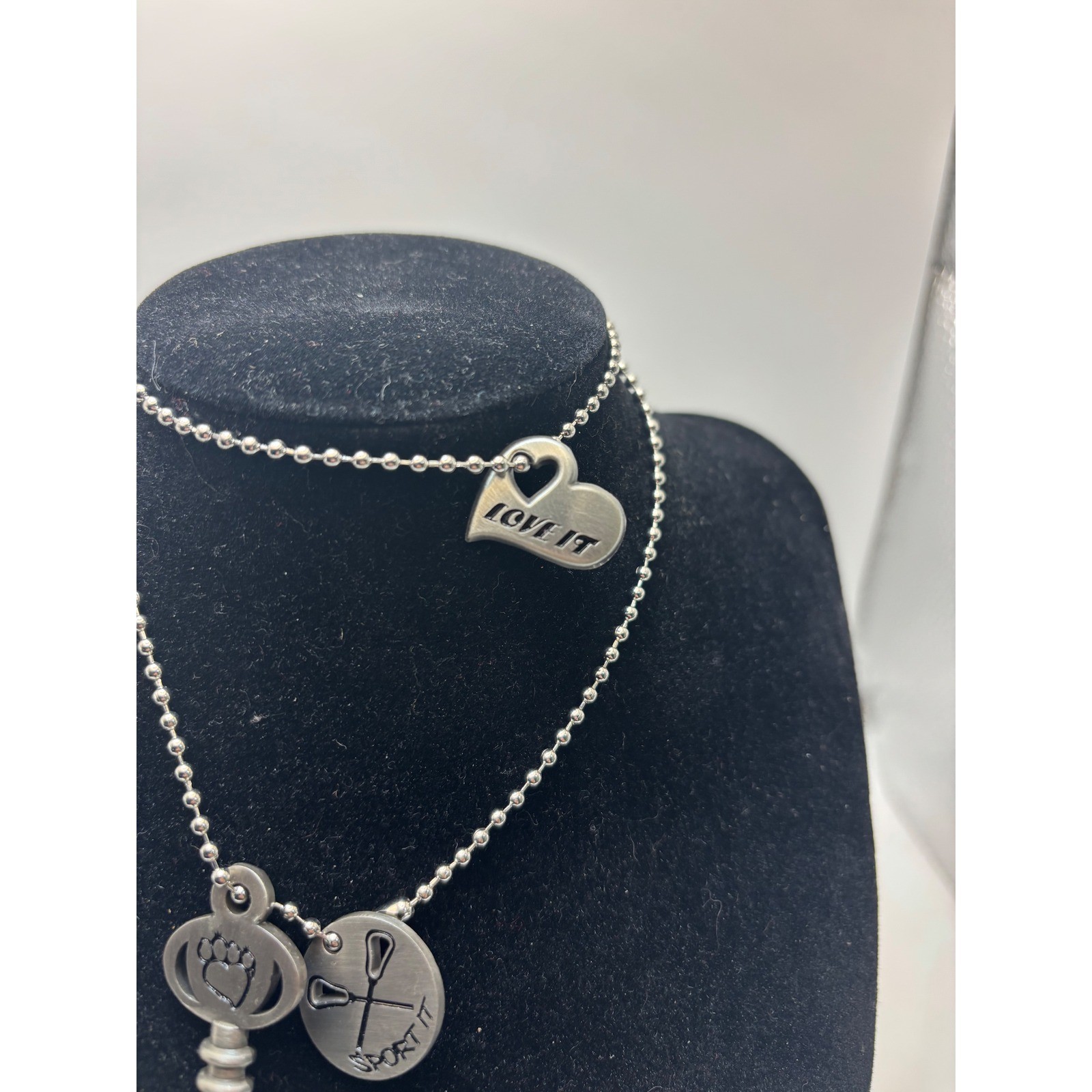 Sports Charm Necklace Key Live It Sport It Love It Lacrosse Ball Pendant