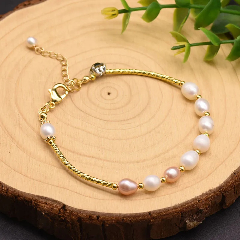 18K Gold Plated Freshwater Pearl Turquoise Bracelet Women’s Adjustable Gift