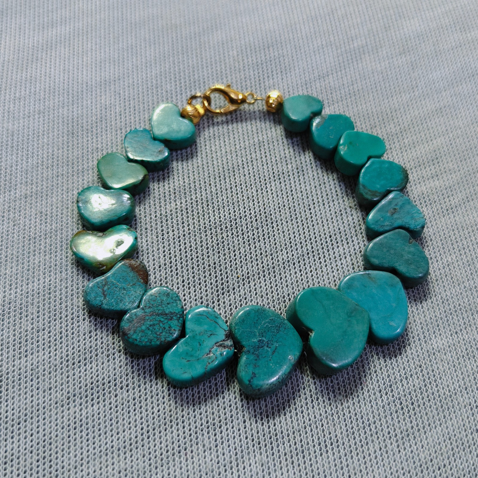 Turquoise Bracelet Gemstone Heart Shape Charm unisex Brass Handmade Jewelry