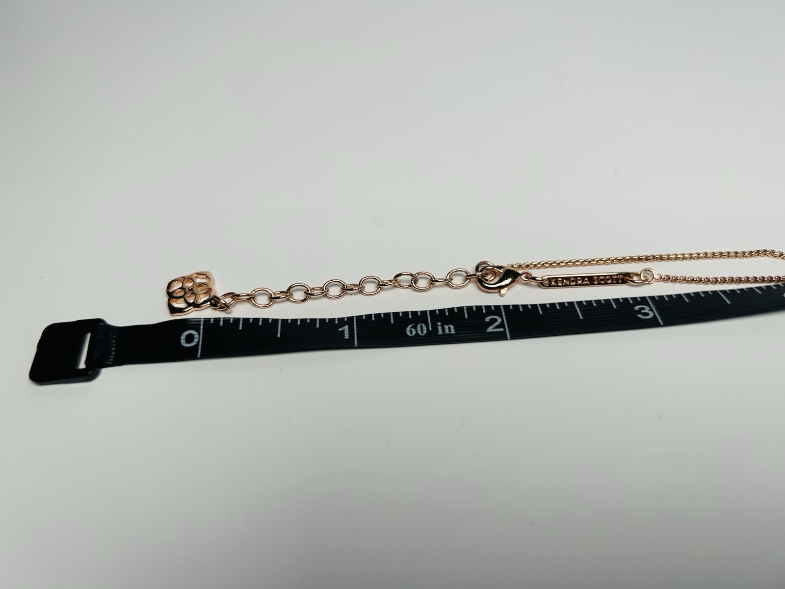 Kendra Scott Leanor Bar Necklace Rose Gold Sand Drusy Quartz Adjustable Delicate