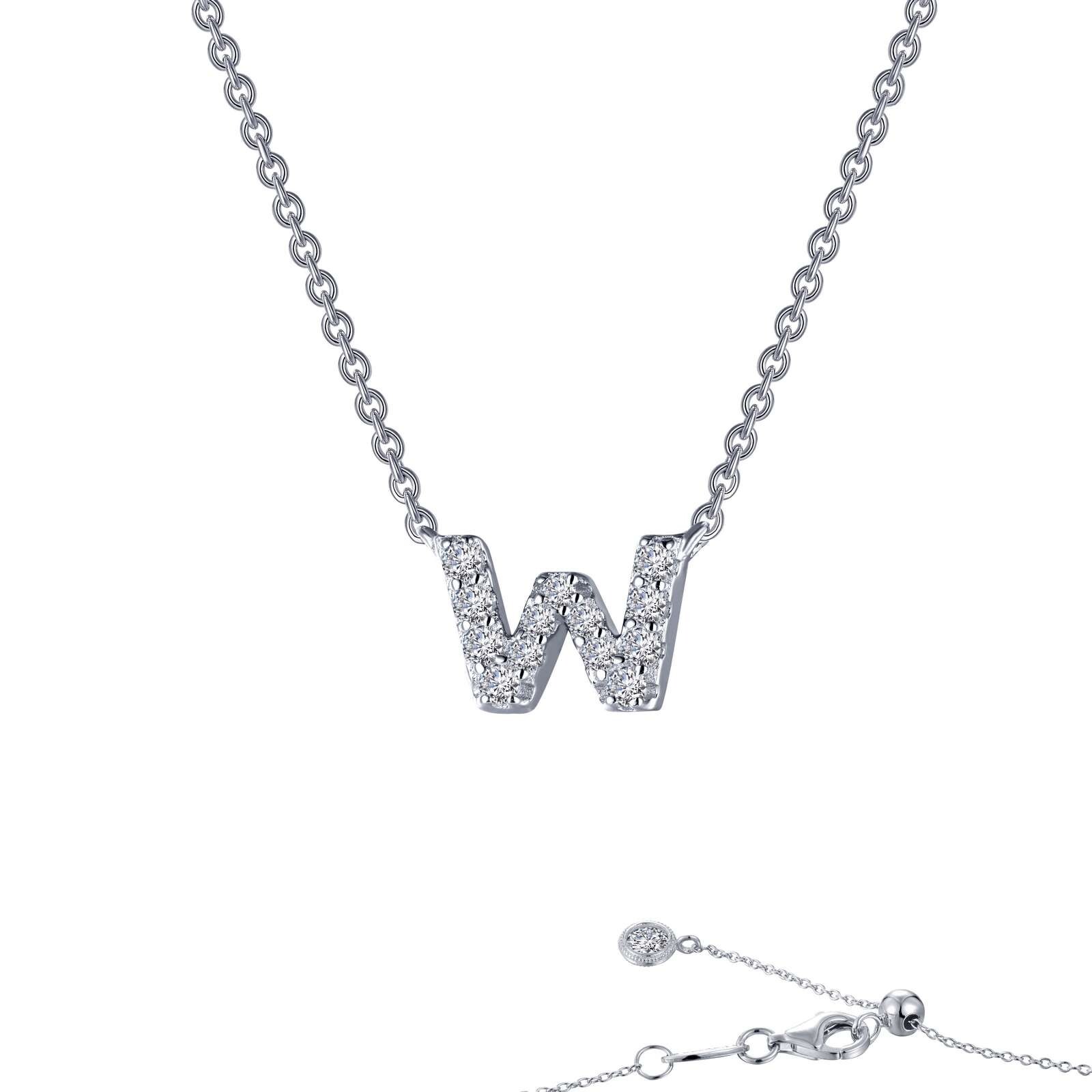 *BRAND NEW* Sterling Silver 0.40CTW Simulated Diamond Letter W Pendant Necklace