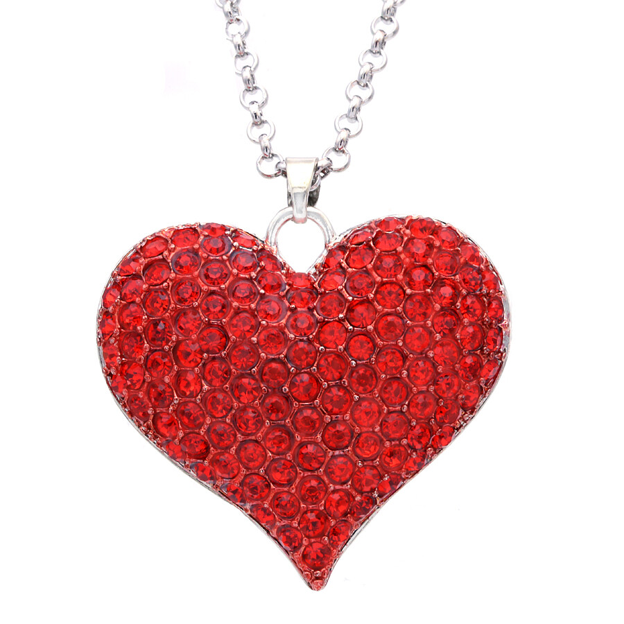 Necklace Valentine’s Day Ruby Red Love Heart Pendant BFF Best Friend Forever vd2