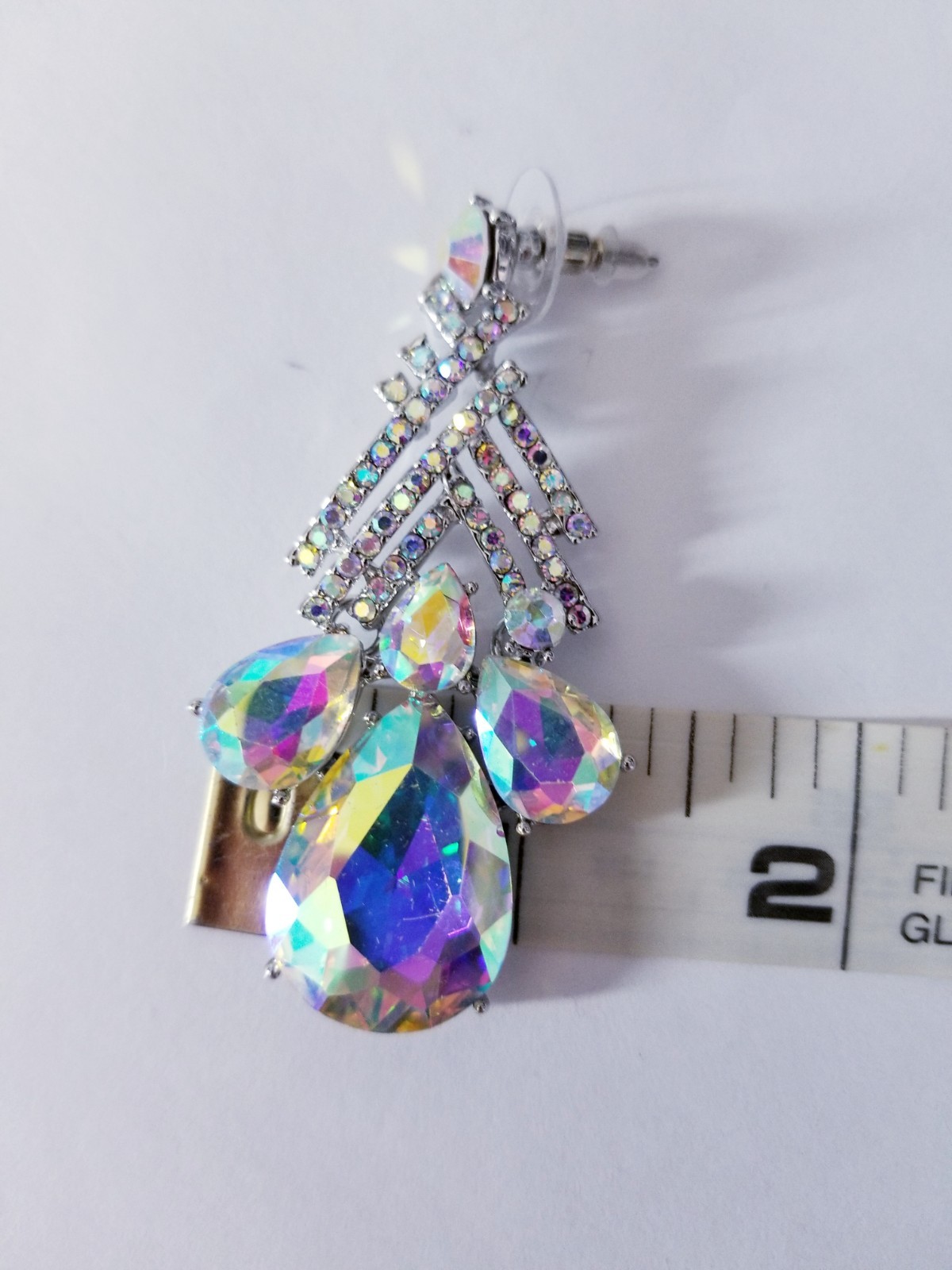 AB Iridescent X Large Necklace Choker Earring Set Rhinestone Crystal Drag