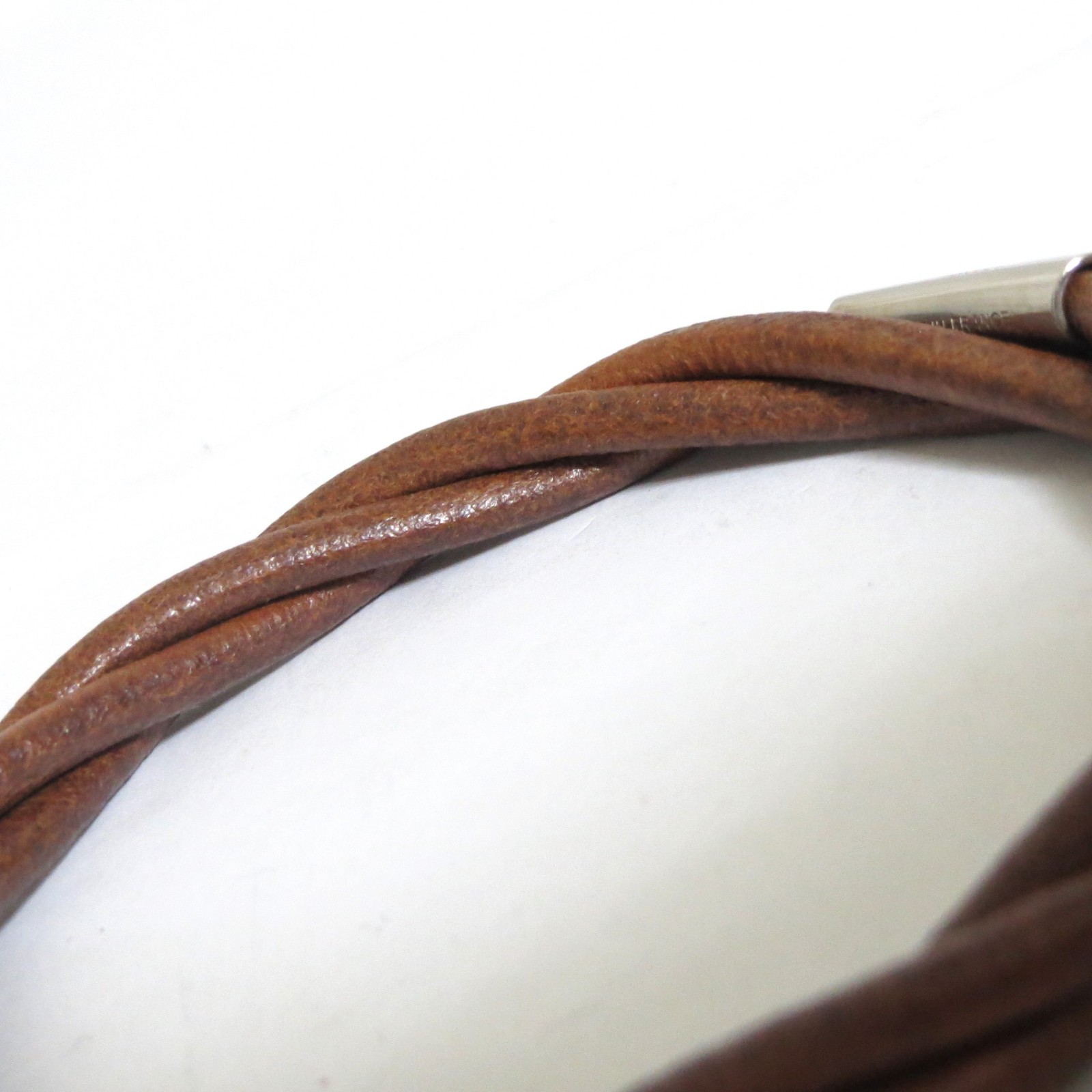 Authentic HERMES Tornado Bangle Bracelet Brown Leather 17.3cm/6.8″ in Box