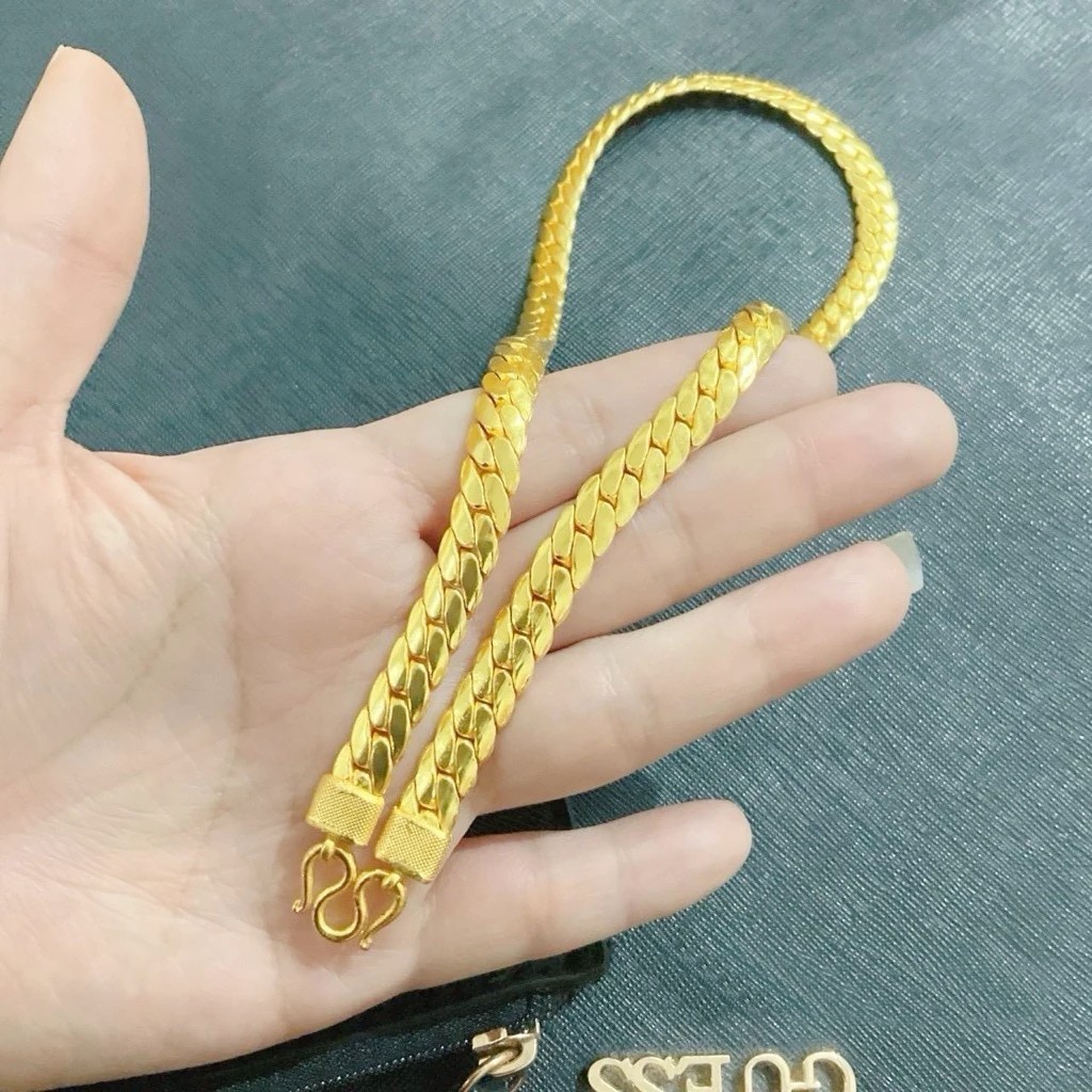 C6 Bracelet 24k Gold Plated Men Women Jewelry Gem Yellow wide 12mm. long 20″