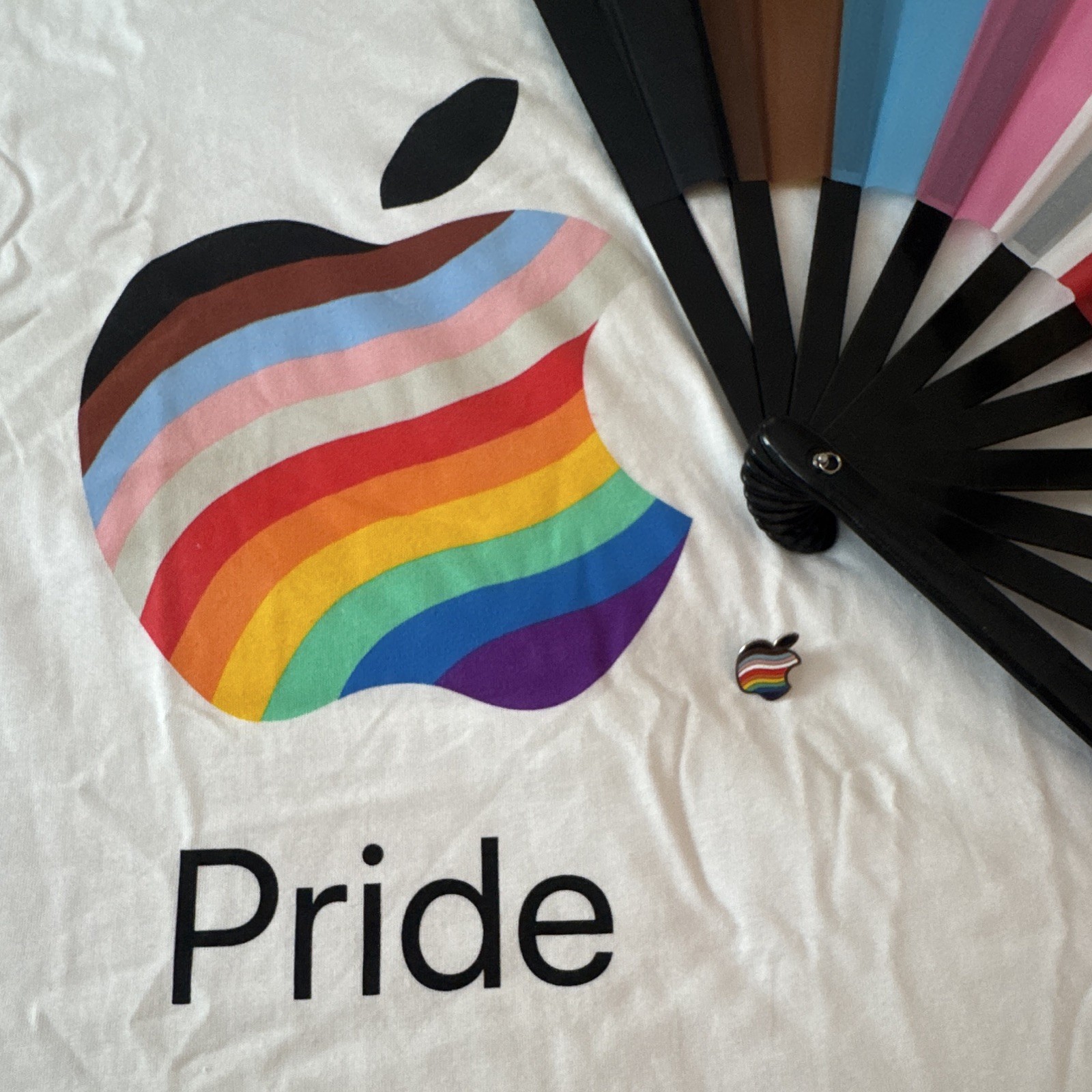 Original Apple Pride Collection Bundle – Rainbow Apple Pin, Rainbow Fan & Pride