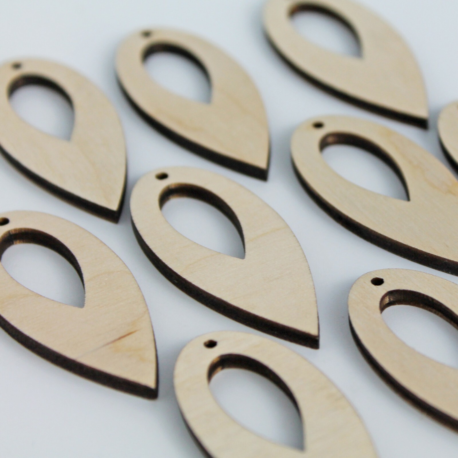 ALL SIZE (12-100pc) Unfinished Wood Reverse Slim Teardrop Cutout Earrings Blanks
