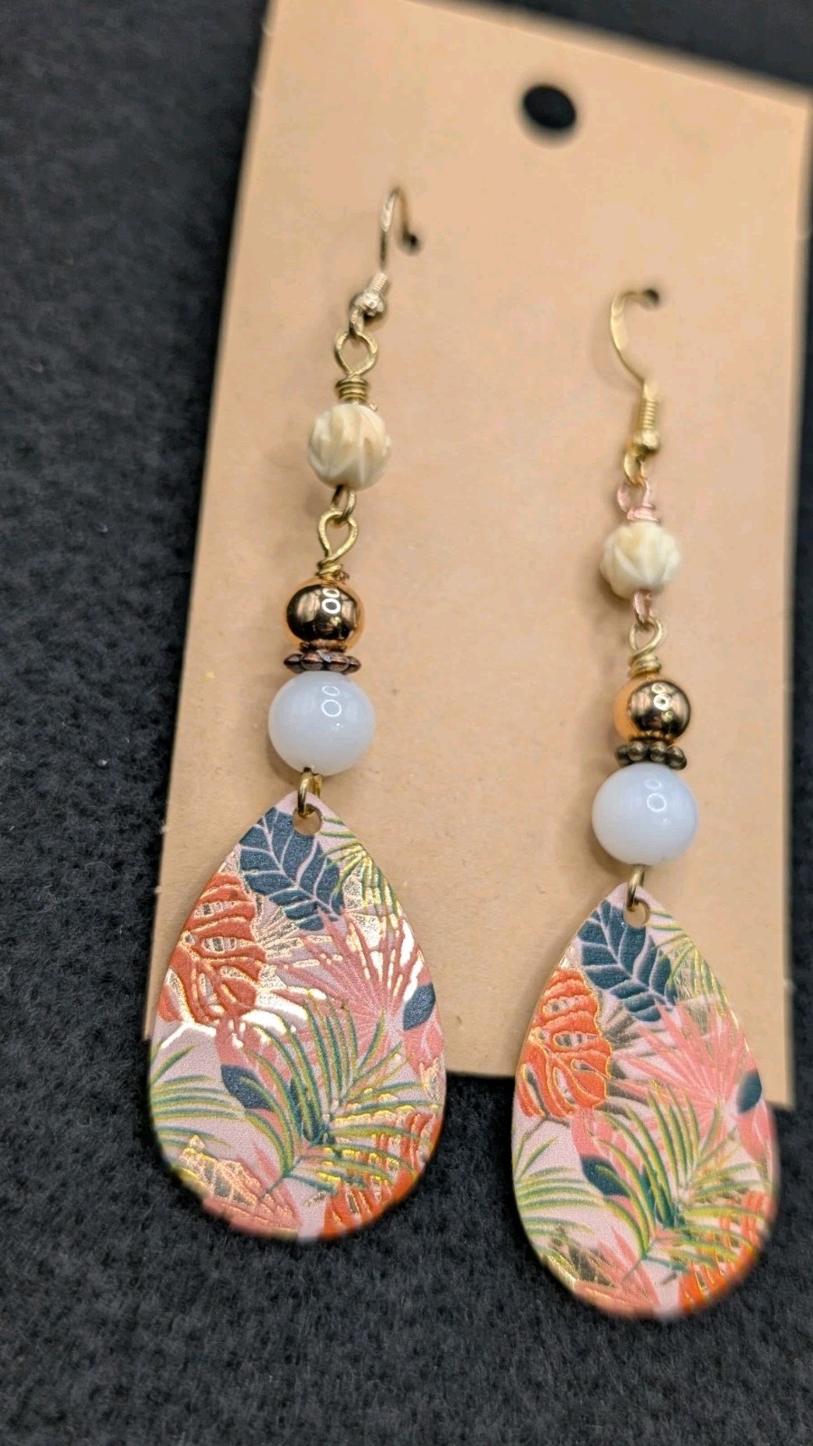 Women’s Artisan Stylish Boho Mixed Beaded Drop Dangly Hook Earrings Beach Leaf