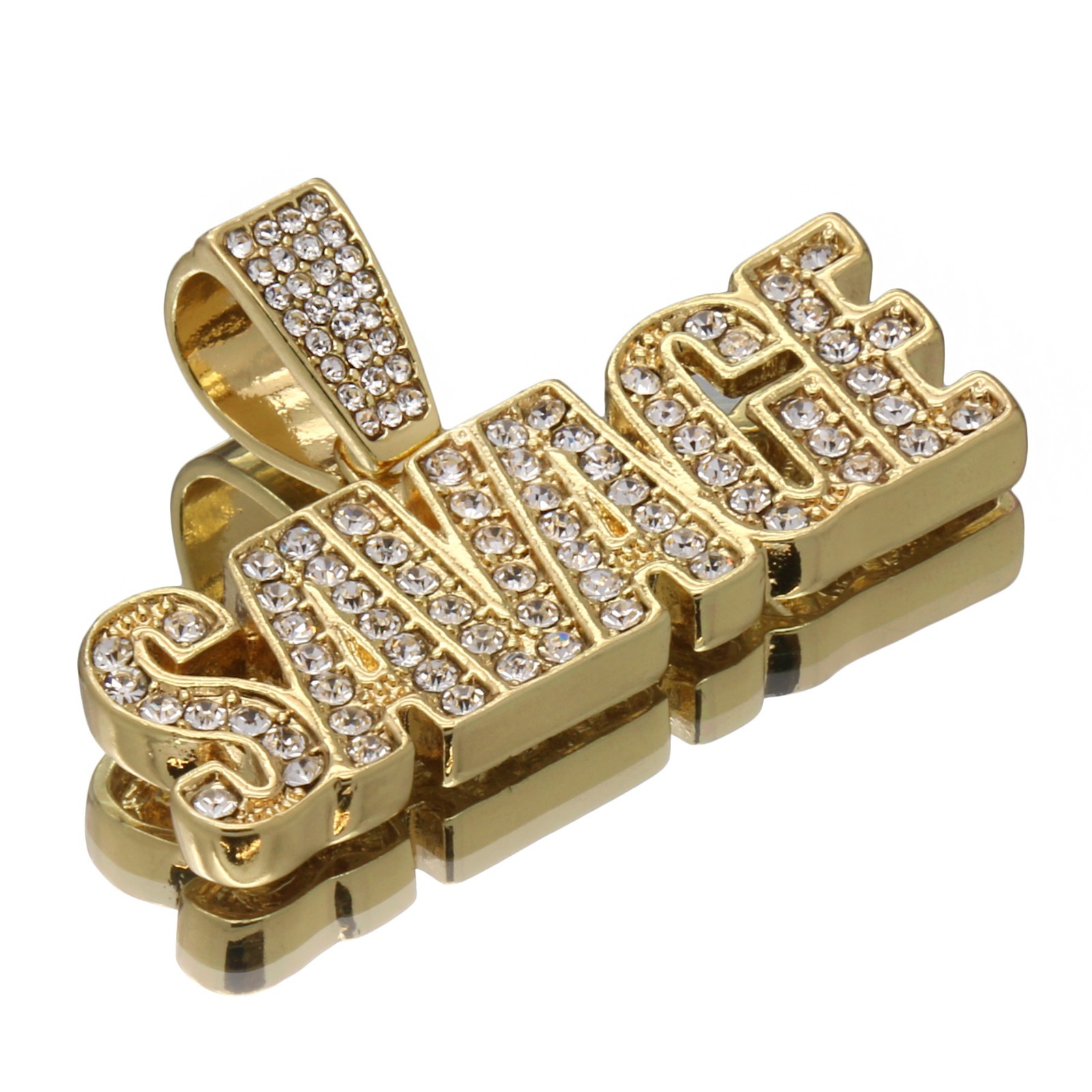 Mens 14k Gold Plated SAVAGE Cubic-Zirconia Pendant 4mm Rope Chain Necklace