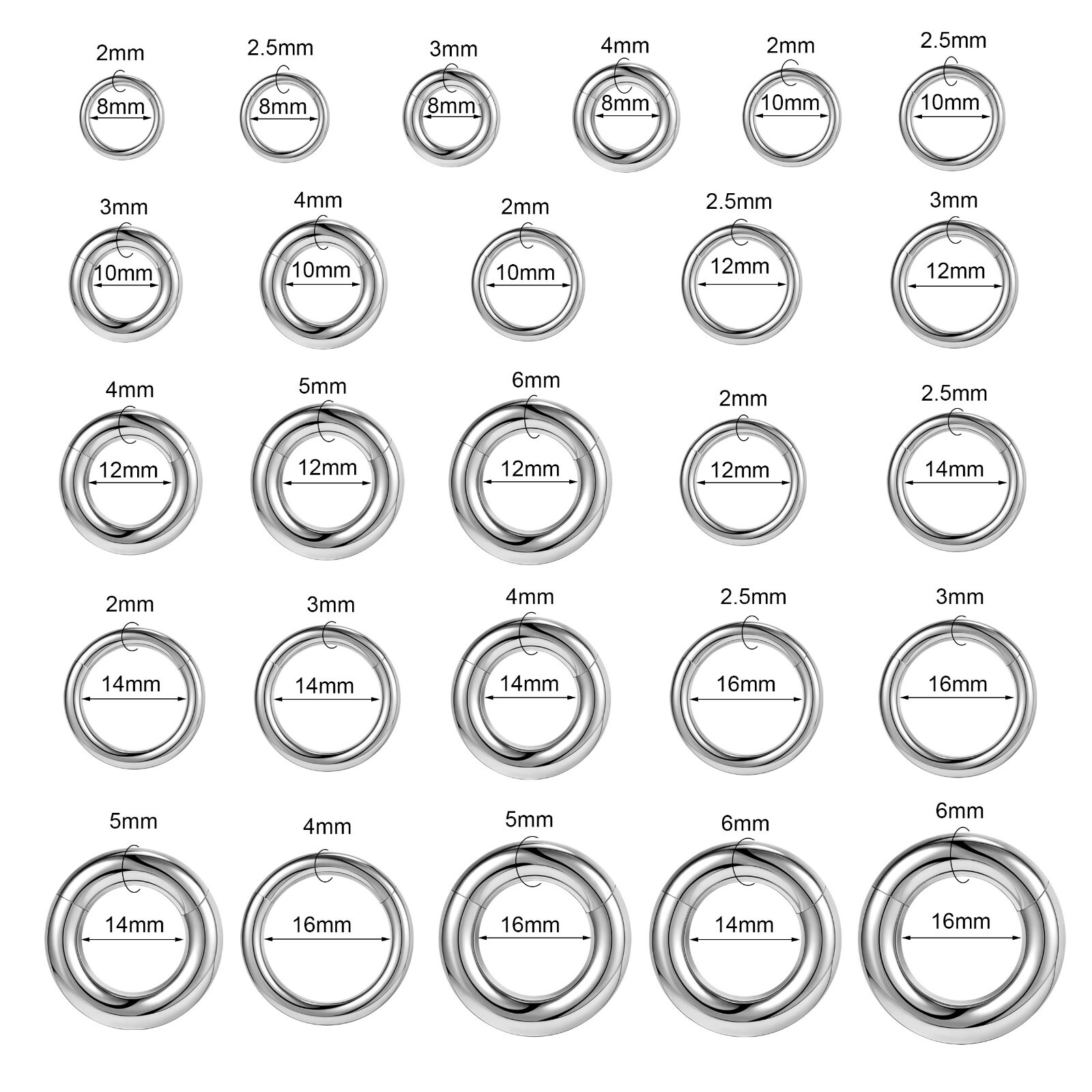 2G-12G Titanium Hinged Large Septum Ring Clicker Ear Gauge Hoop Earring Jewelry
