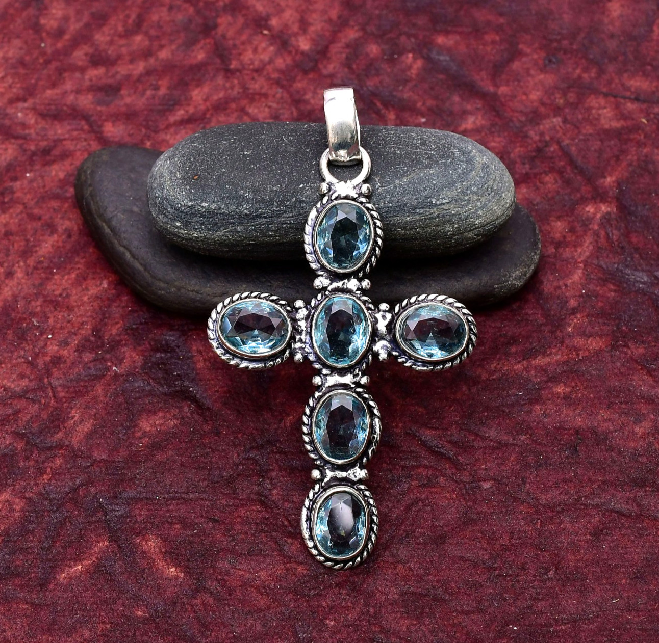 Aquamarine Gemstone 925 Sterling Silver Pendant Approx – 2.75″
