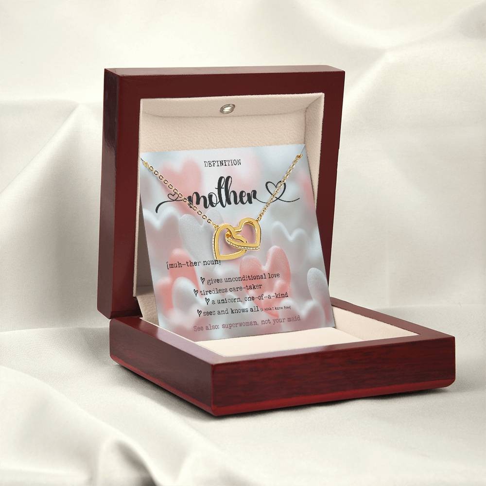 Definition of Mother’s Day Interlocking Heart Necklace Birthday Gift Wife
