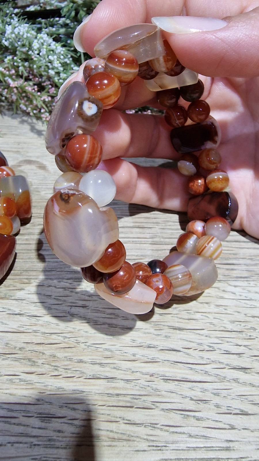 Carnelian Agate Crystal Soft Bangle Bracelet 18mm Elasticated