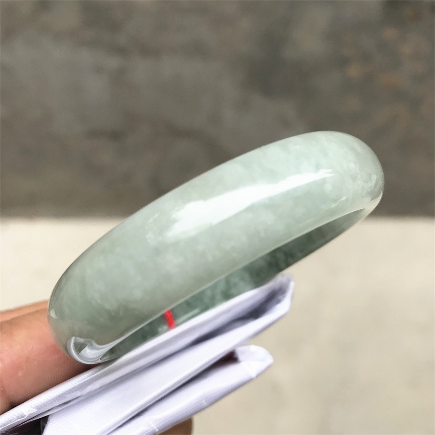 53MM Natural Ice Green Jadeite Jade Bracelet Burma Emerald Jade Bracelet