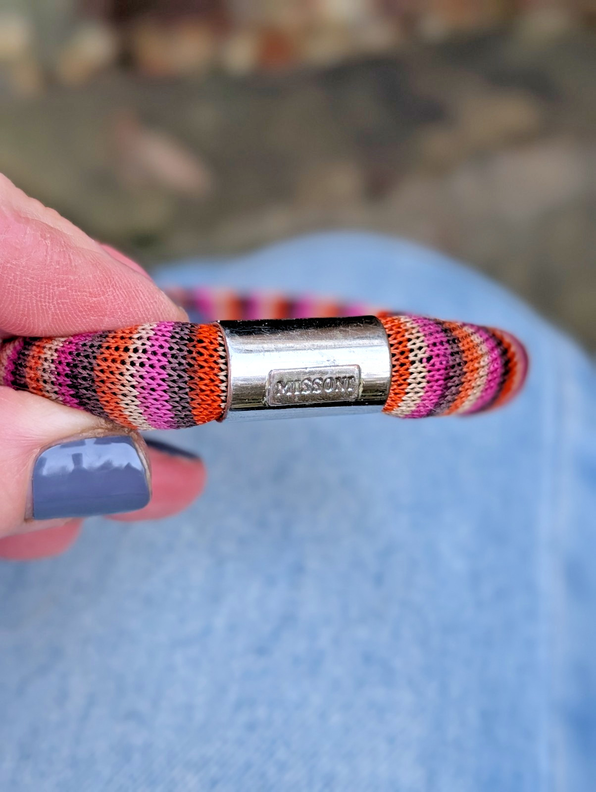 MISSONI V&A Collab Net-A-Porter Woven Palladium-Plated Panel Bracelet Bangle 305