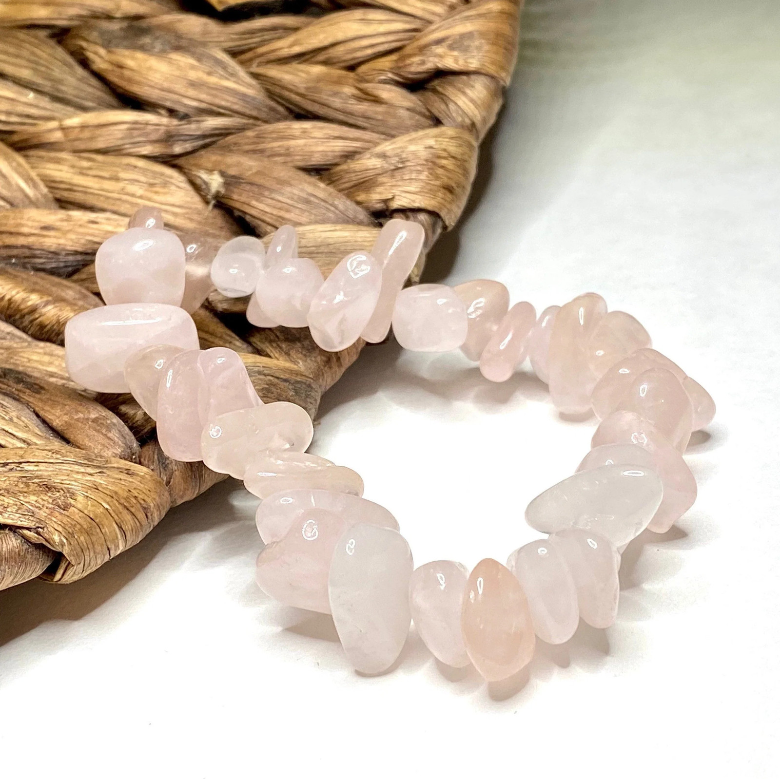 Rose Quartz Crystal Chips Bracelet