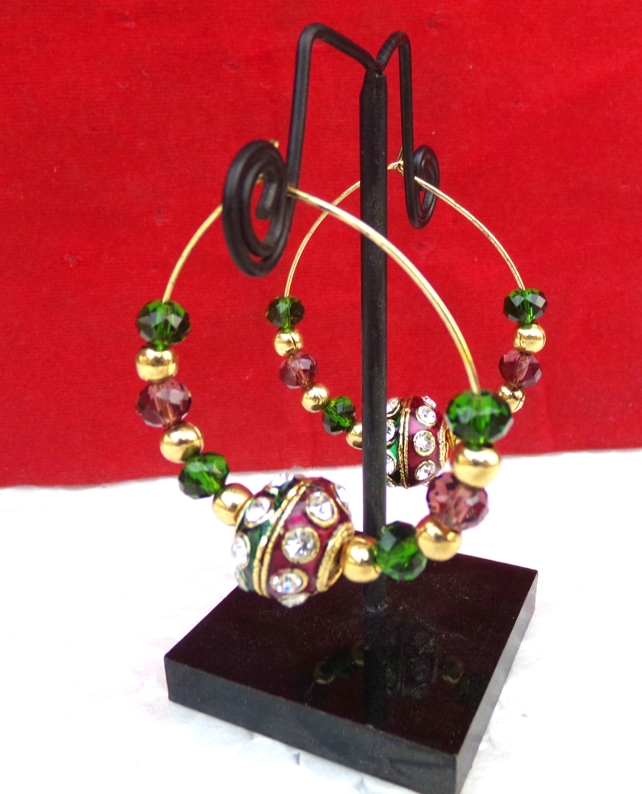 South Indian Traditional Gold Plated Kundan Hoop Earrings for Girls and Women