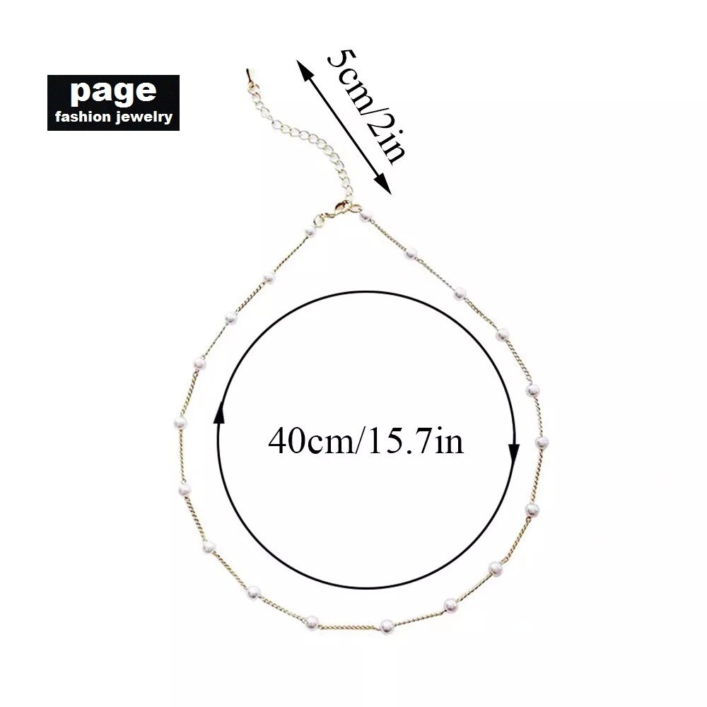 Fashion Pearl Gold Choker Clavicle Chain Necklace Woman’s Charm Party Jewlery