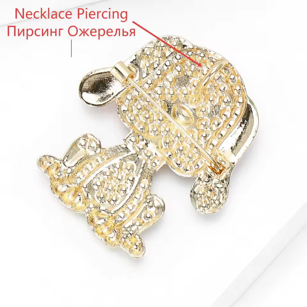 Sparkling Blue Rhinestone Dog Brooch Animal Gold Pin Spring Summer Jewelry Gift