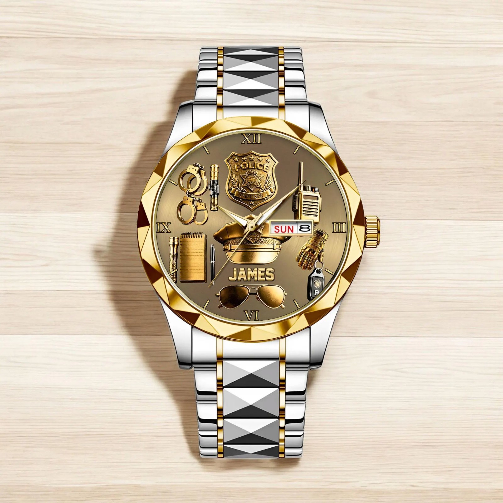 Personalized Police/ Retired Police Man Wrist Watch, Custom Cop Watch, Law Enfor