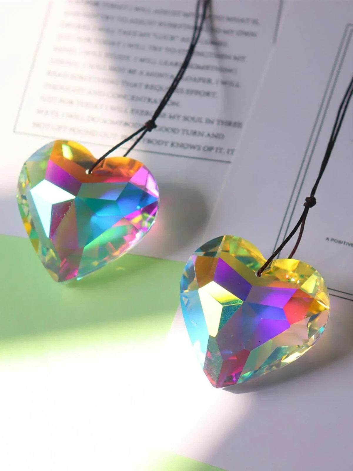 45mm AB Colored Heart Shaped Crystal Prism Pendant Crystal Heart Love Gifts