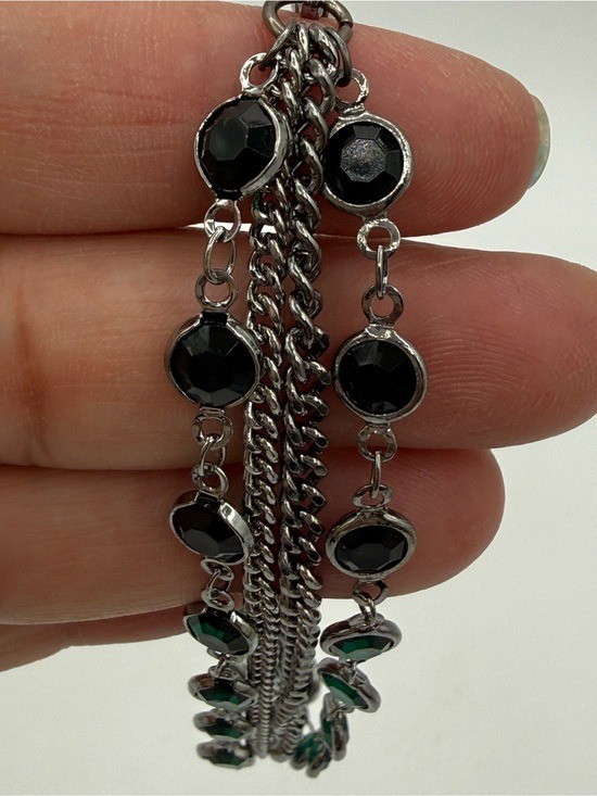Simply Vera Vera Wang Multi Strand Chain Bracelet Black Green Crystal Goth